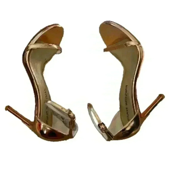 Stuart Weitzman Womens Metallic Rose Gold Famous Nudistcurve Ankle Strap Sandal8 - Picture 7 of 12